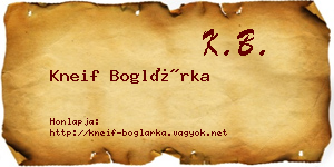 Kneif Boglárka névjegykártya